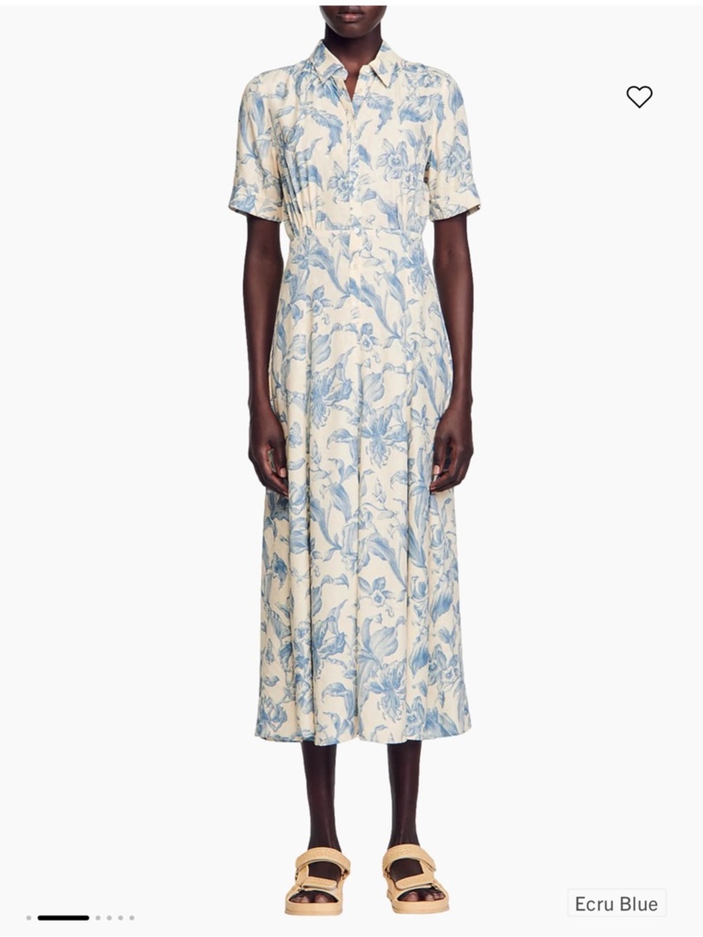 Sandro Josephine Collar Shirt Dress Contrasting Midi Dress Floral (MSRP: $455) - Picture 5 of 9